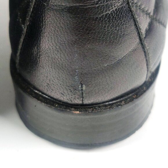 Cole Haan Black Leather Lace Up Quilted Ankle Boots Sz 7 Made In Italy - Picture 6 of 16